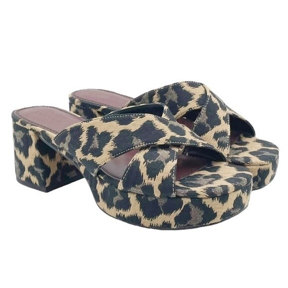 ASOS DESIGN Harrison Cross Strap Block Heeled Sandals in Leopard Women’s Size 6 - Picture 6 of 16